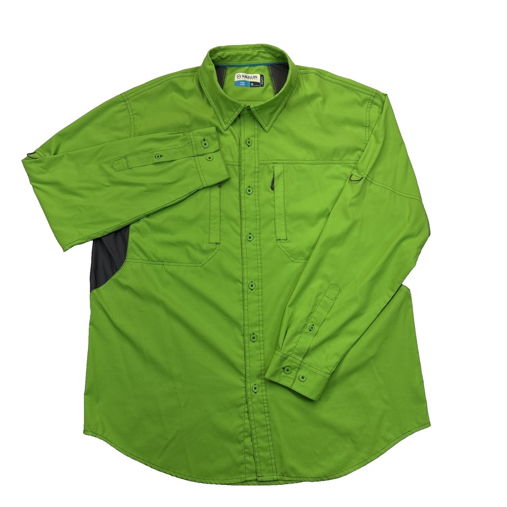 Magellan Outdoors Fish Gear MagWick Vented Fishing Shirt Mens XL Green